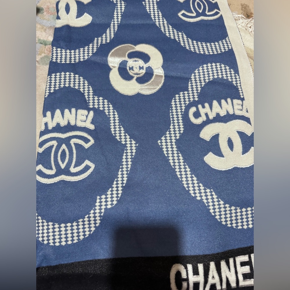 Navy and Cream Logo Scarf winter scarf 24”x70”
